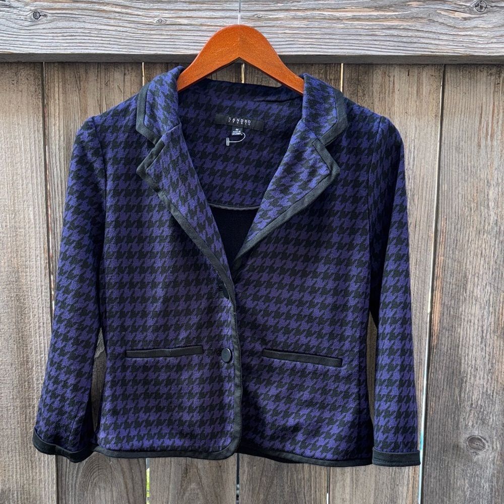 Sandro Studio Blazer Houndstooth Coat Size Medium